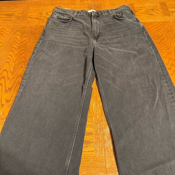 Reformation Cary High Rise Slouchy Wide Leg Jeans in Mineral Wash Black Sz 31 - Picture 3 of 14